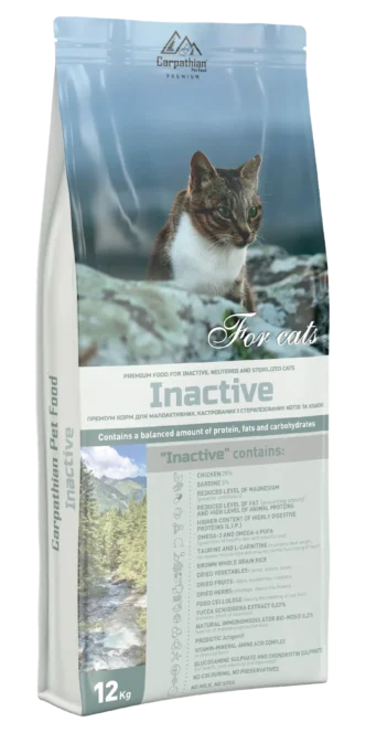 Carpathian Pet Food Inactive — сухий корм для стерилізованих та малоактивних котів, 12 кг
